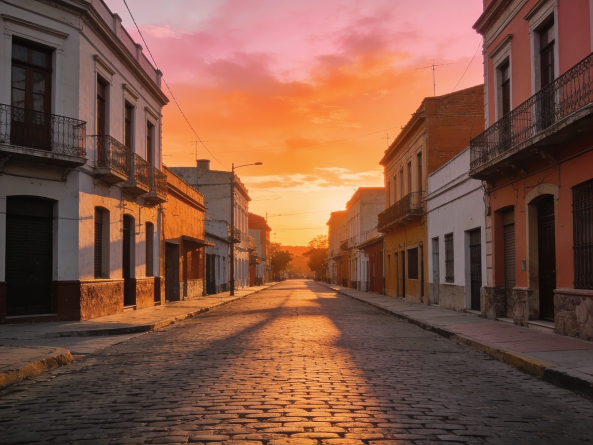 Imagen ilustrativa: calle céntrica de una ciudad del noroeste argentino al atardecer